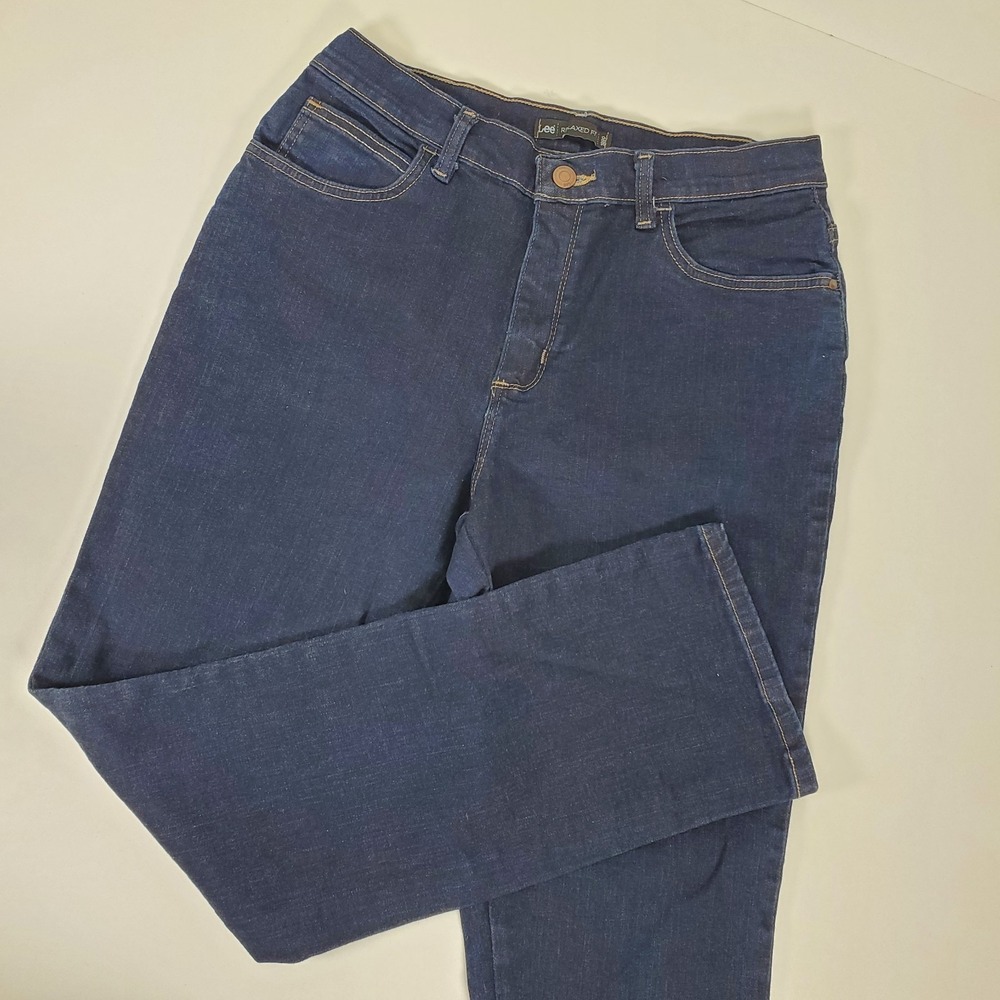 Lee Relaxed Fit Jeans Size‎ 8 Short Mid Rise Straight Dark Wash Blue Denim